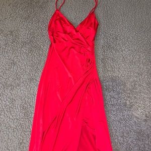 Surplice Neck Side Split Dress